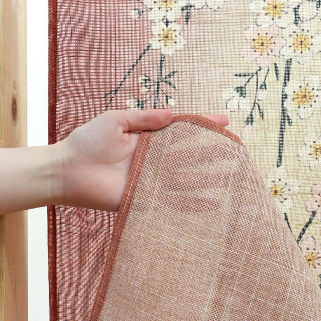 Japanese Noren Door Curtain, Weeping Cherry Moon Print, 33.5 x 59.1 in — view 4