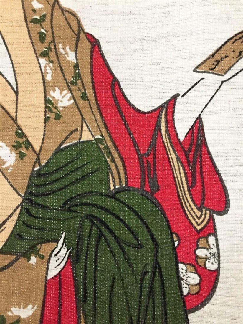 Japanese Noren Door Curtain, Woman Poem Print, Linen-Like Fabric, 33.5 x 59.1 in — view 3
