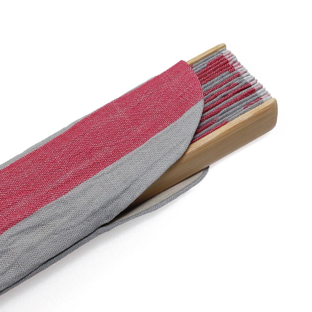 Japanese Sensu Folding Fan, Linen Bamboo Frame, Akane Snow Stripe, Made in Japan — view 9
