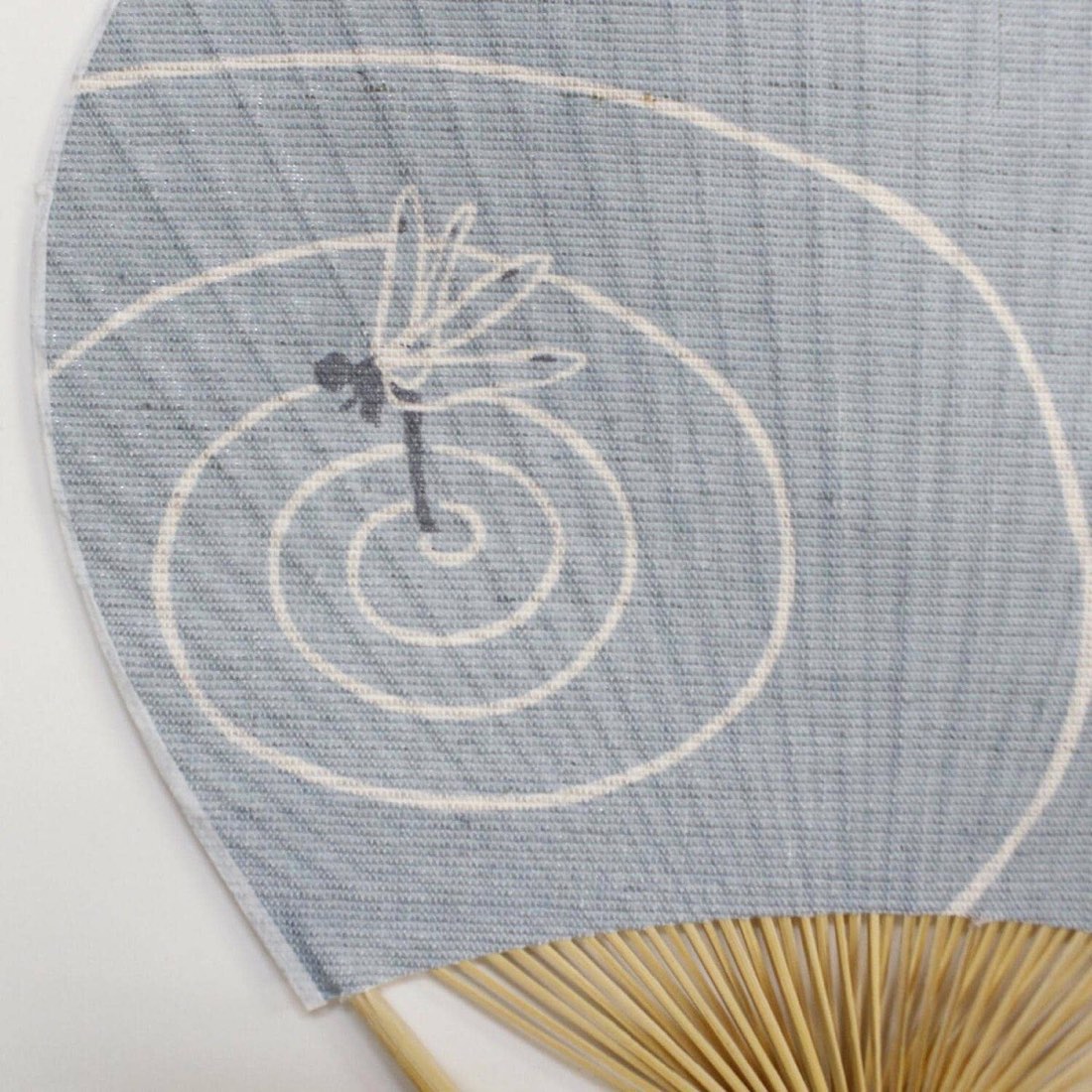 Japanese Uchiwa Hand Fan, Linen Dragonfly Motif, Bamboo Frame, Made in Japan — view 5