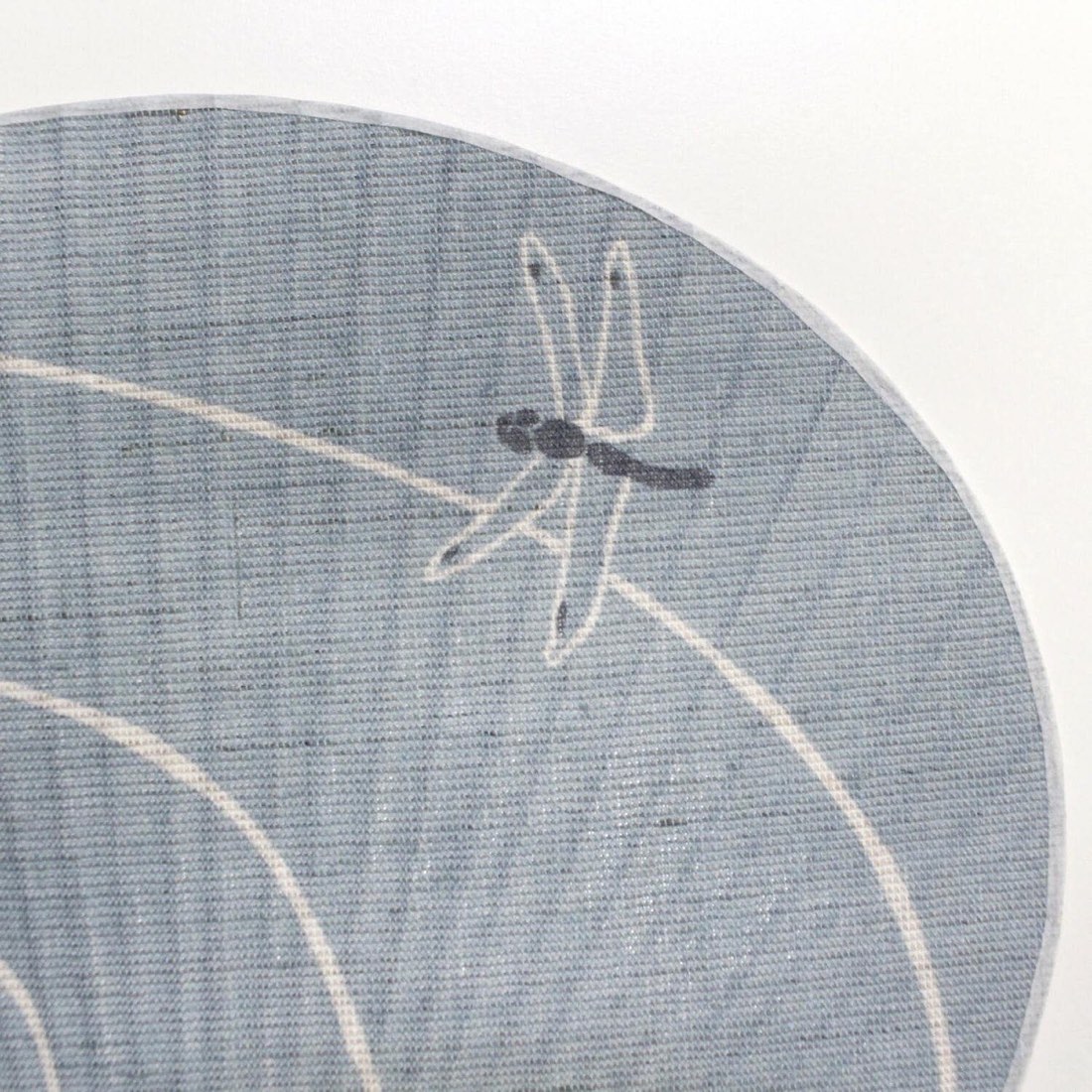 Japanese Uchiwa Hand Fan, Linen Dragonfly Motif, Bamboo Frame, Made in Japan — view 6