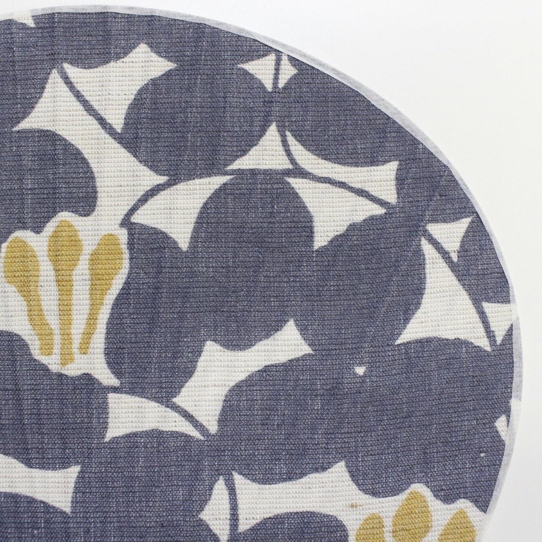 Japanese Uchiwa Hand Fan, Linen Floral Pattern Motif, Bamboo Frame, Made in Japan — view 5