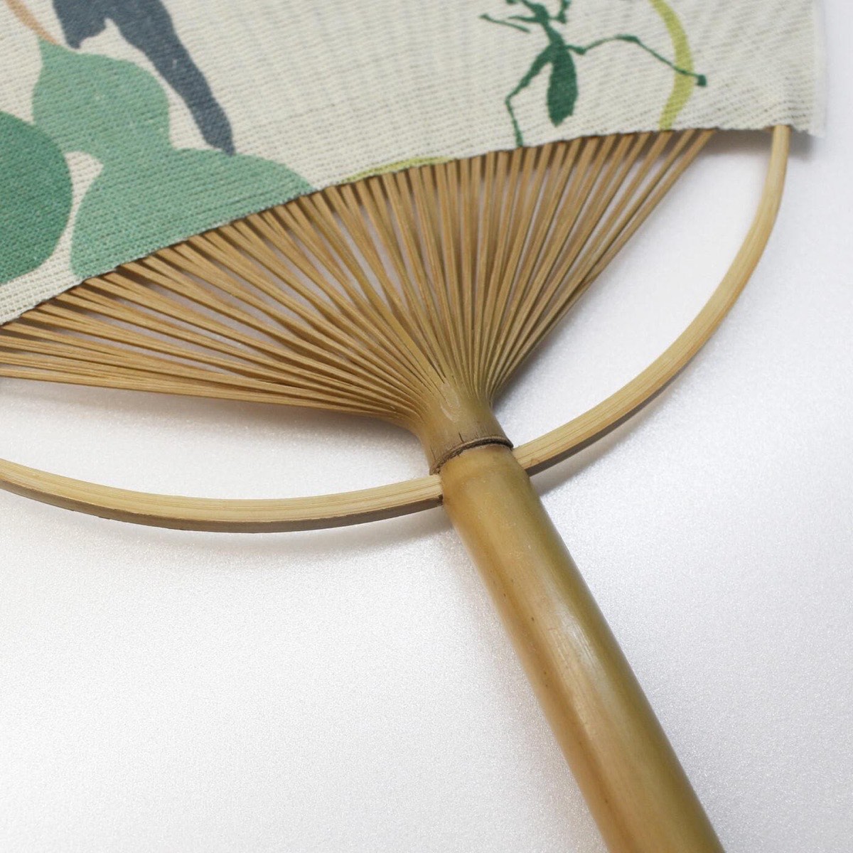 Japanese Uchiwa Hand Fan, Linen Gourd Motif, Bamboo Frame, Made in Japan — view 5