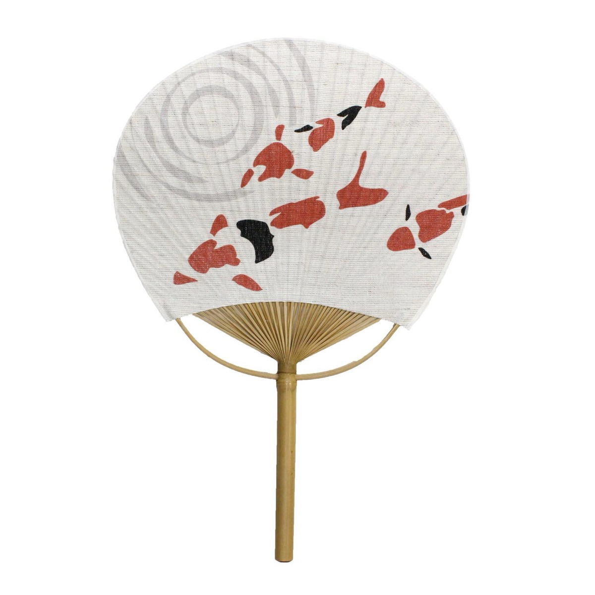 Japanese Uchiwa Hand Fan, Linen Koi Motif, Bamboo Frame, Made in Japan — view 7