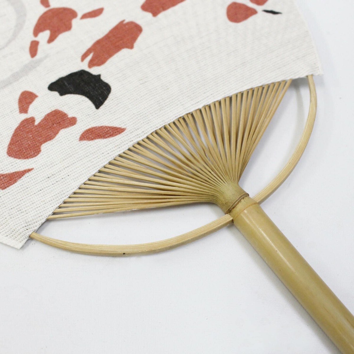 Japanese Uchiwa Hand Fan, Linen Koi Motif, Bamboo Frame, Made in Japan — view 8
