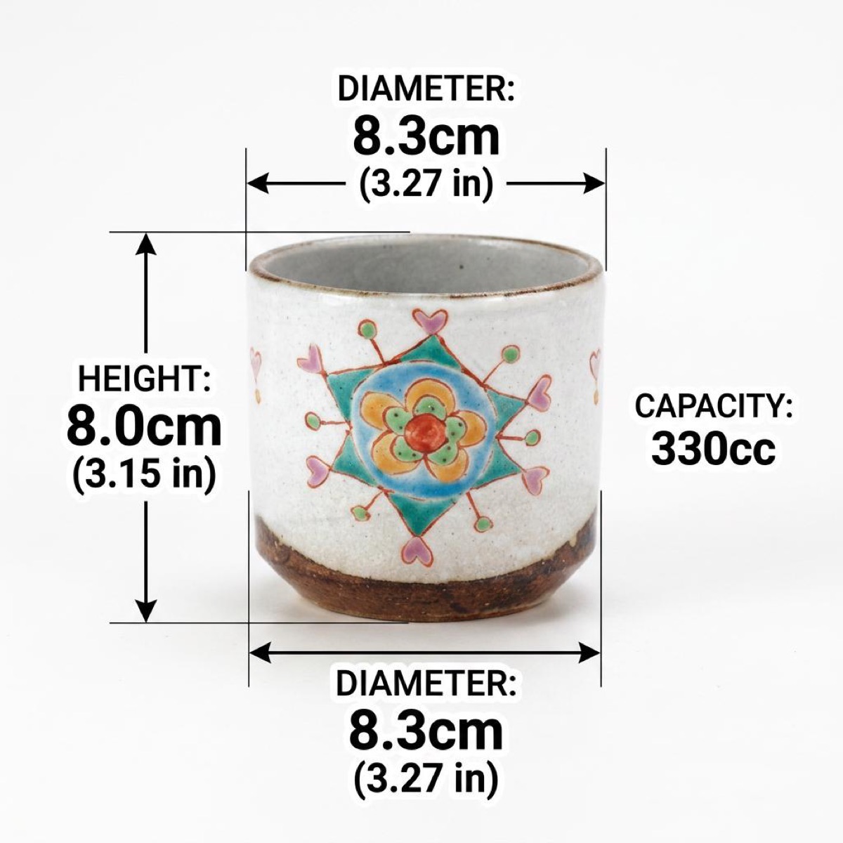 Japanese Tea Cup, Kutani Yunomi Floral Botanical by Ginshu Kiln — No Handle, Gift-Boxed (325ml) — view 4