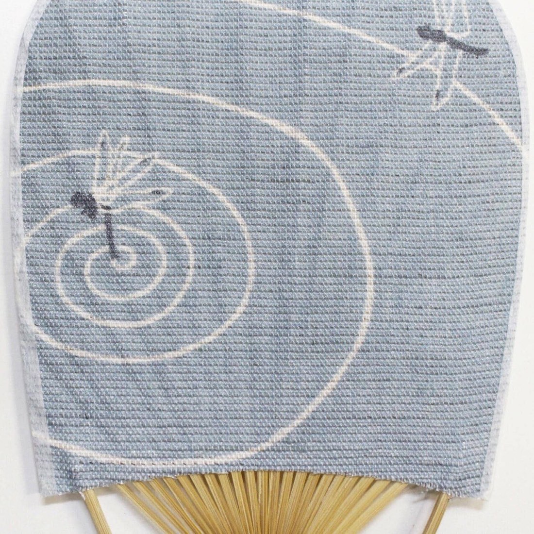 Mini Japanese Uchiwa Fan, Linen Dragonfly Motif, Bamboo Frame, Made in Japan — view 5