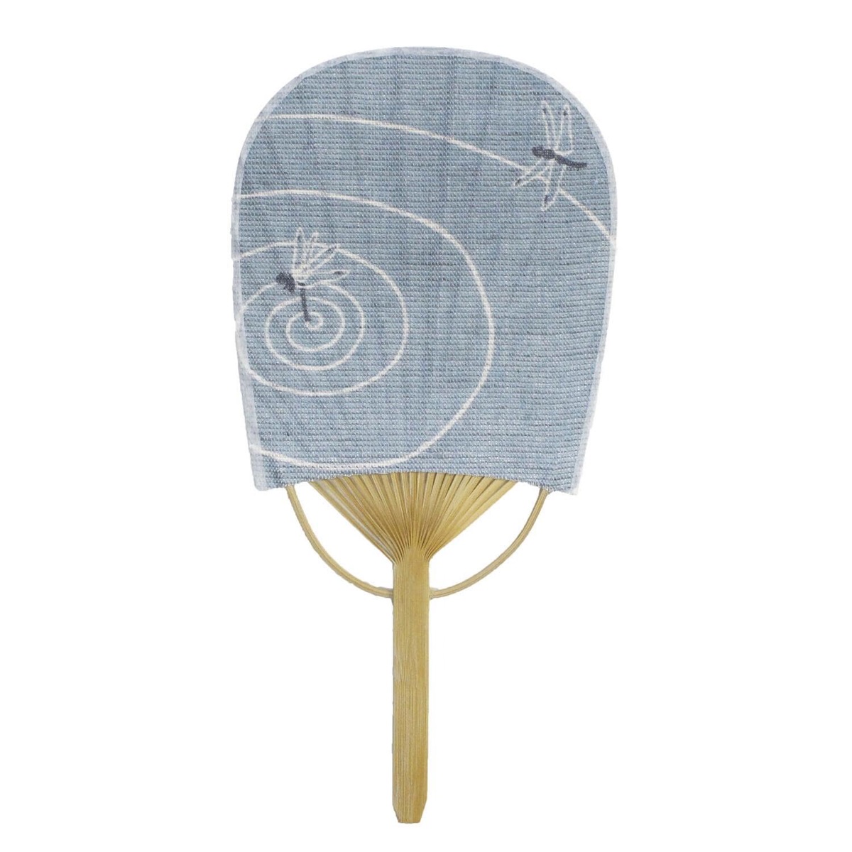 Mini Japanese Uchiwa Fan, Linen Dragonfly Motif, Bamboo Frame, Made in Japan — view 7