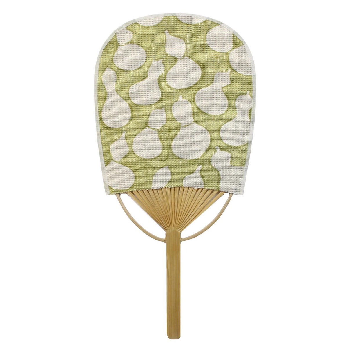 Mini Japanese Uchiwa Fan, Linen Gourd Scatter Motif, Bamboo Frame, Made in Japan — view 3