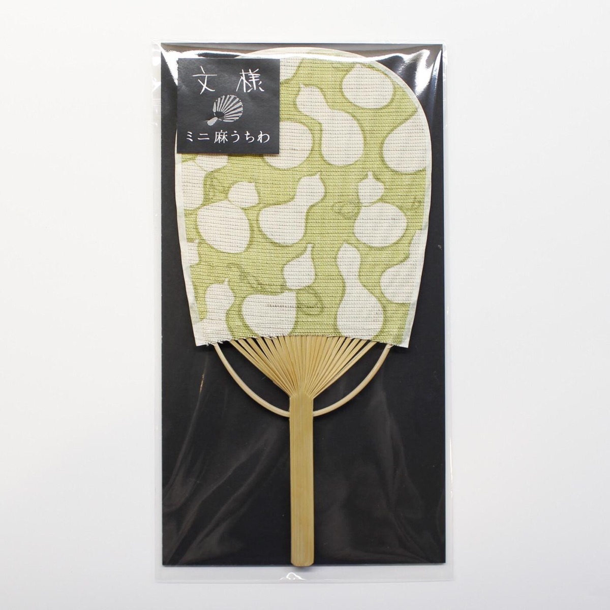 Mini Japanese Uchiwa Fan, Linen Gourd Scatter Motif, Bamboo Frame, Made in Japan — view 8