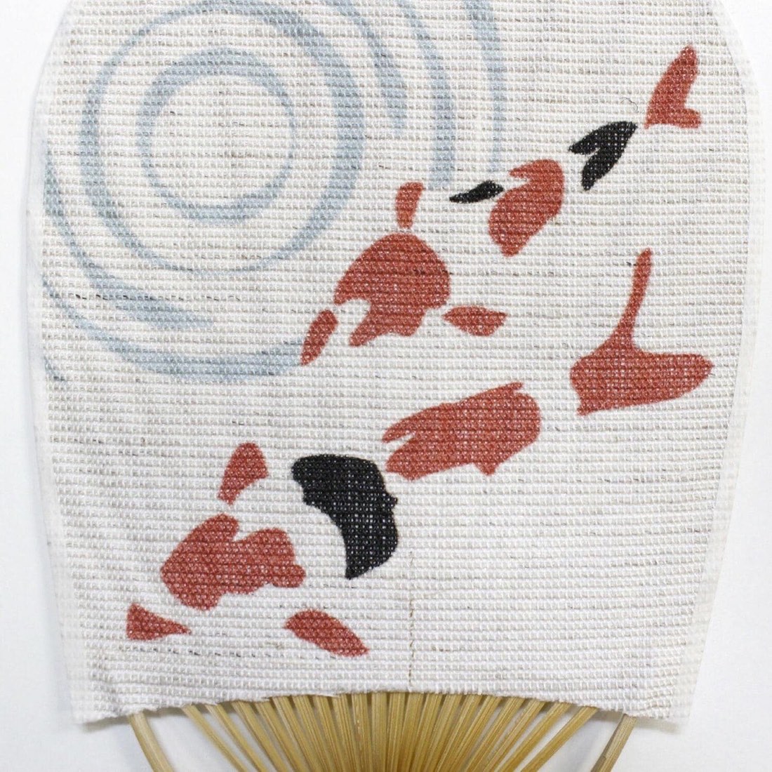 Mini Japanese Uchiwa Fan, Linen Koi Motif, Bamboo Frame, Made in Japan — view 5