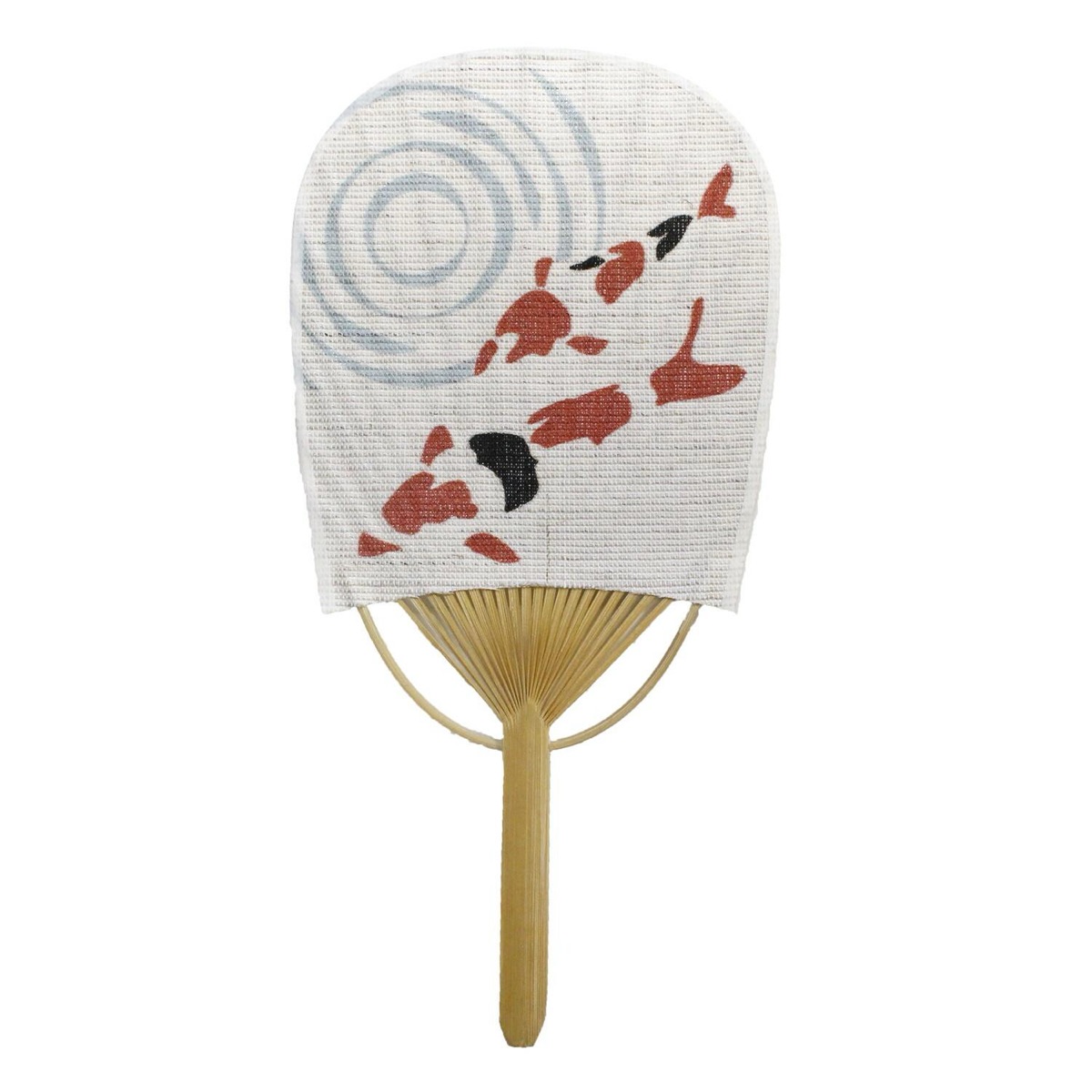 Mini Japanese Uchiwa Fan, Linen Koi Motif, Bamboo Frame, Made in Japan — view 6