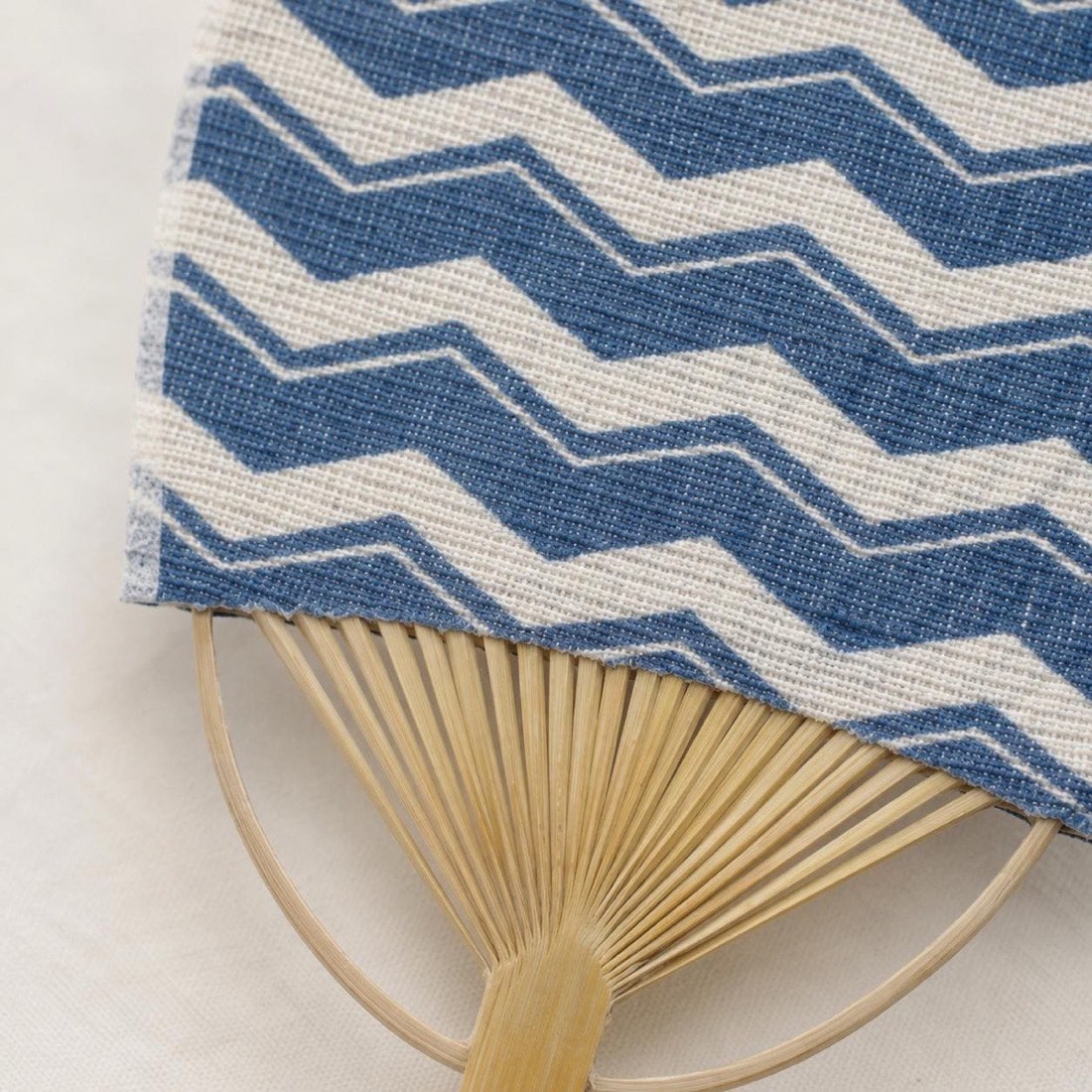 Mini Japanese Uchiwa Fan, Linen Komochi Yamagata Motif, Bamboo Frame, Made in Japan — view 7