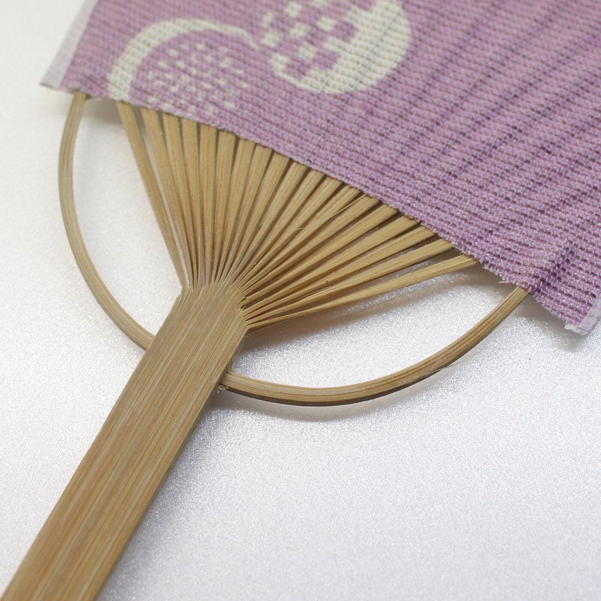 Mini Japanese Uchiwa Fan, Linen Otedama Motif, Bamboo Frame, Made in Japan — view 5