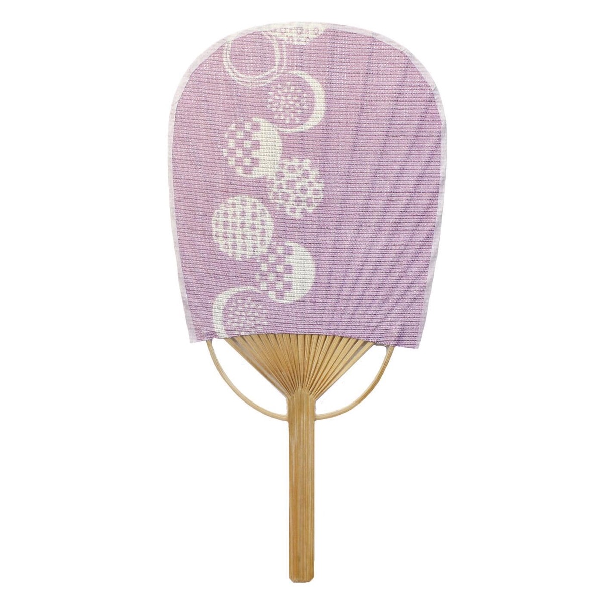 Mini Japanese Uchiwa Fan, Linen Otedama Motif, Bamboo Frame, Made in Japan — view 6
