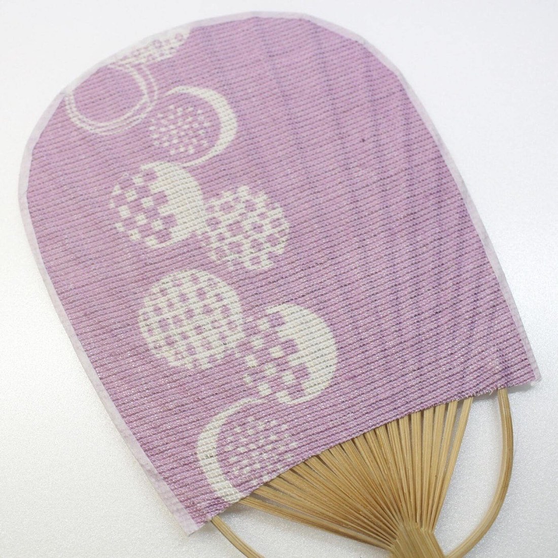 Mini Japanese Uchiwa Fan, Linen Otedama Motif, Bamboo Frame, Made in Japan — view 7