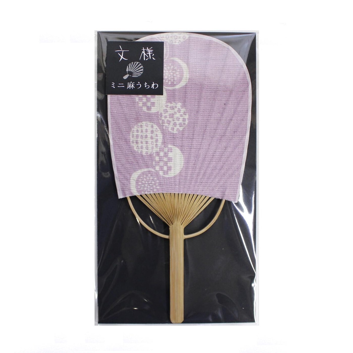 Mini Japanese Uchiwa Fan, Linen Otedama Motif, Bamboo Frame, Made in Japan — view 8