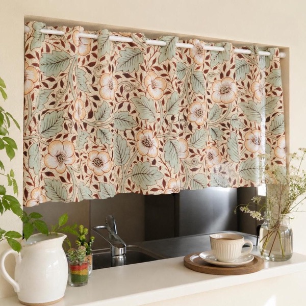 Refined Japanese Cafe Curtain, Stained Glass, Vintage Style, Gothic, Valance 47.2x17.7 in, Vintage Kitchen