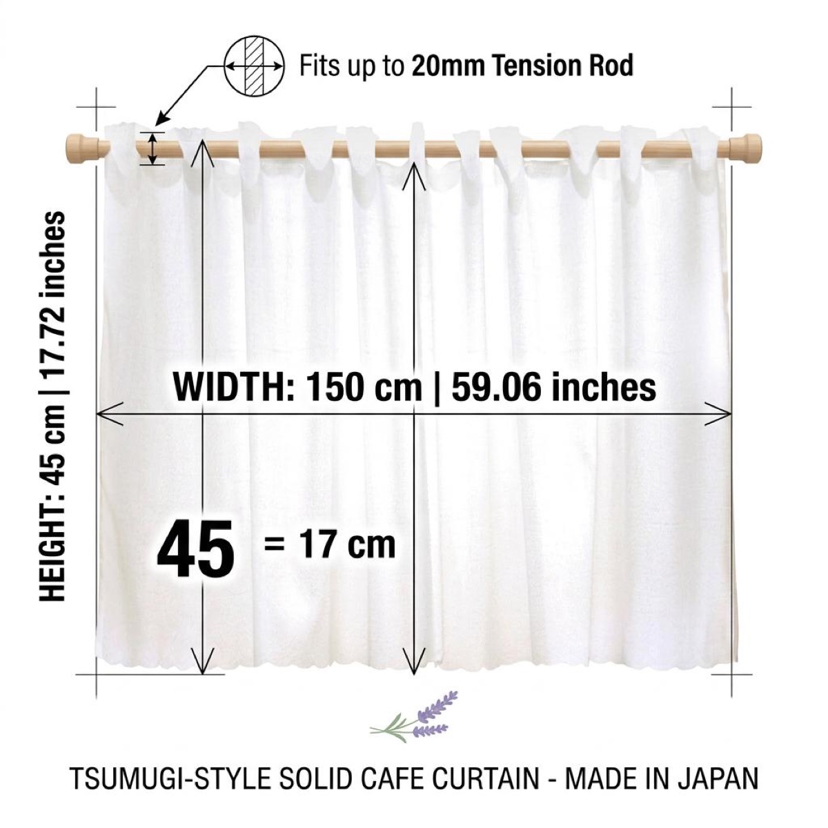 Refined Japanese Cafe Curtain, Tsumugi Look, Beige, Natural, Sheer Valance 59.1x17.7 in, Natural Kitchen — view 3