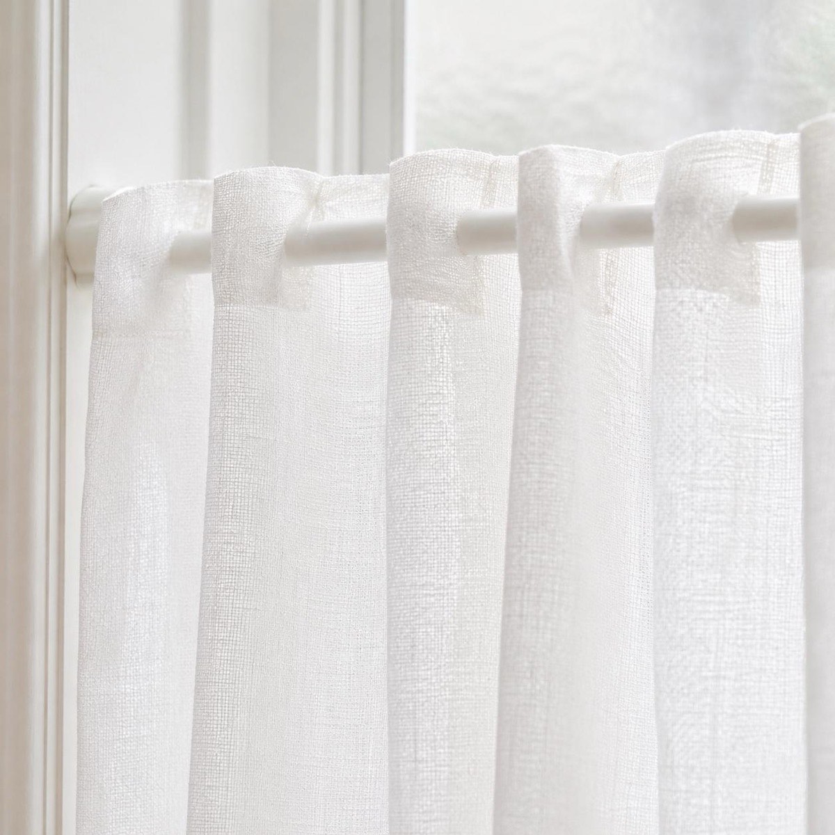 Refined Japanese Cafe Curtain, Tsumugi Look, Beige, Natural, Sheer Valance 59.1x17.7 in, Natural Kitchen — view 5