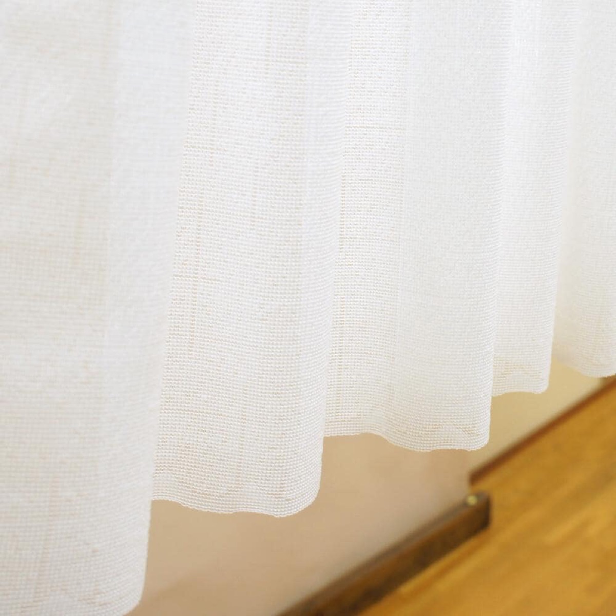 Refined Japanese Cafe Curtain, Tsumugi Look, Beige, Natural, Sheer Valance 59.1x17.7 in, Natural Kitchen — view 8